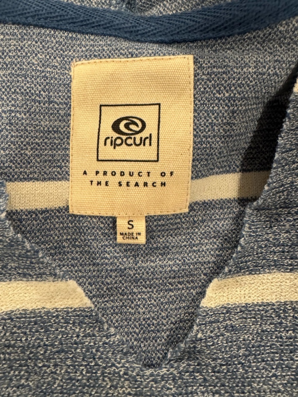 Rip Curl Blue & Cream Striped Hooded Pullover - Picture 2 of 3